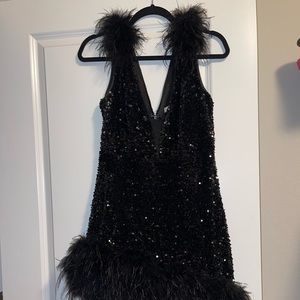 Diva Boutique Sequin dress with Feathers